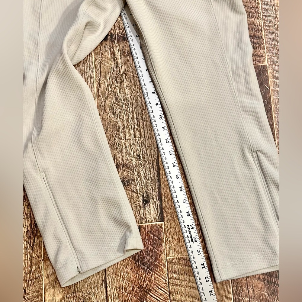 Lululemon Ribbed Softstream Zip-Leg High Rise Crop Pants In Bone, Size 8 - Picture 15 of 16